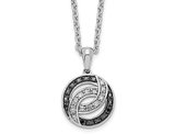 1/12 Carat (ctw) Black & White Diamond Circle Pendant Necklace in Sterling Silver with Chain